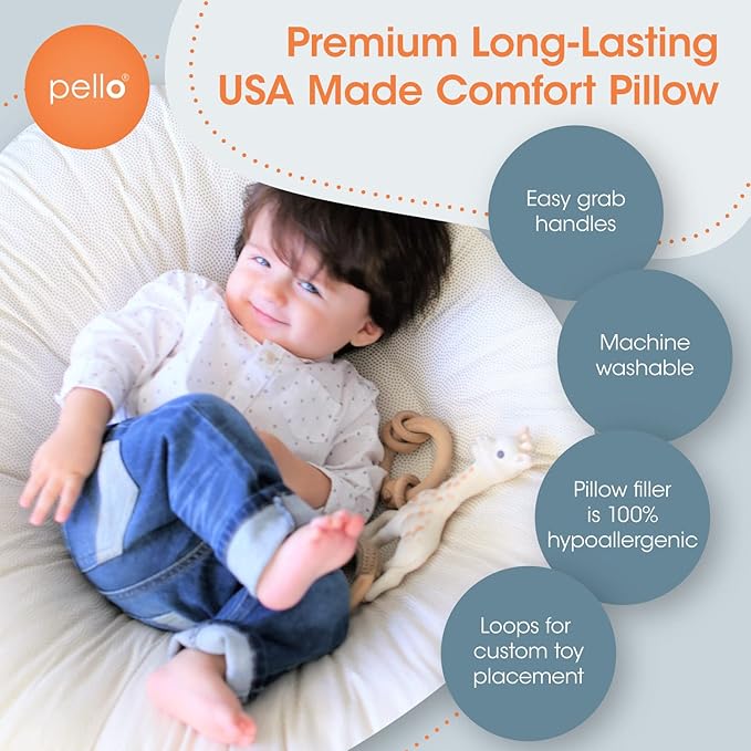 Pello Multi-use Luxe Baby, Floor Cushion/Play Mat/Lounger (Serenity/Gray)