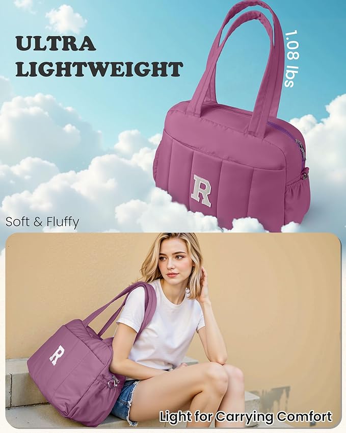 Duffle Bag with Initial, Spend The Night Bags for Women，Overnight Bag with Wet Pocket，Sister Gift, Gifts for Women-Lightweight Travel Bags Personalized Gym Tote with Makeup Pouch