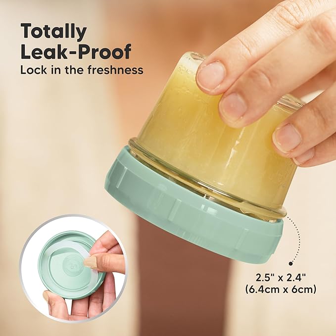 KeaBabies 12pk 4oz Glass Baby Food Containers with Lids - Leak-Proof, Microwavable Small Glass Jars, Baby Purees & Toddler Snack Storage Containers, BPA-Free, Dishwasher & Freezer Safe (Musk Dusk)