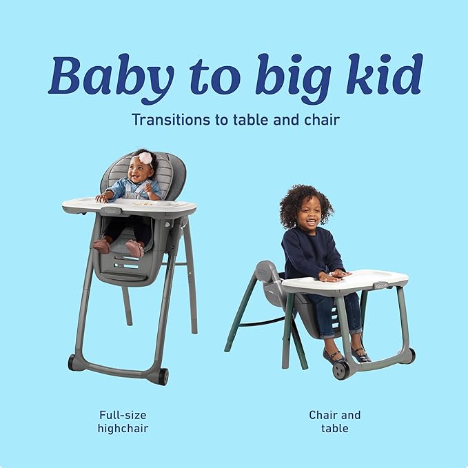 Graco Table2Table Premier Fold 7 in 1 Convertible High Chair | Converts to Dining Booster Seat, Kids Table, and More, Maison