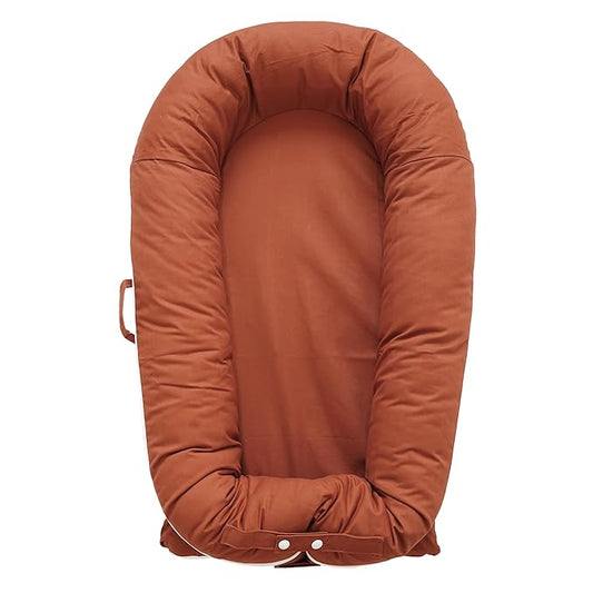 Deluxe Infant Lounger, Baby Nest Cover for Baby Girls & Boys, Newborn Essentials for Baby 0-12 Months, 100% Cotton (Gingerbread)