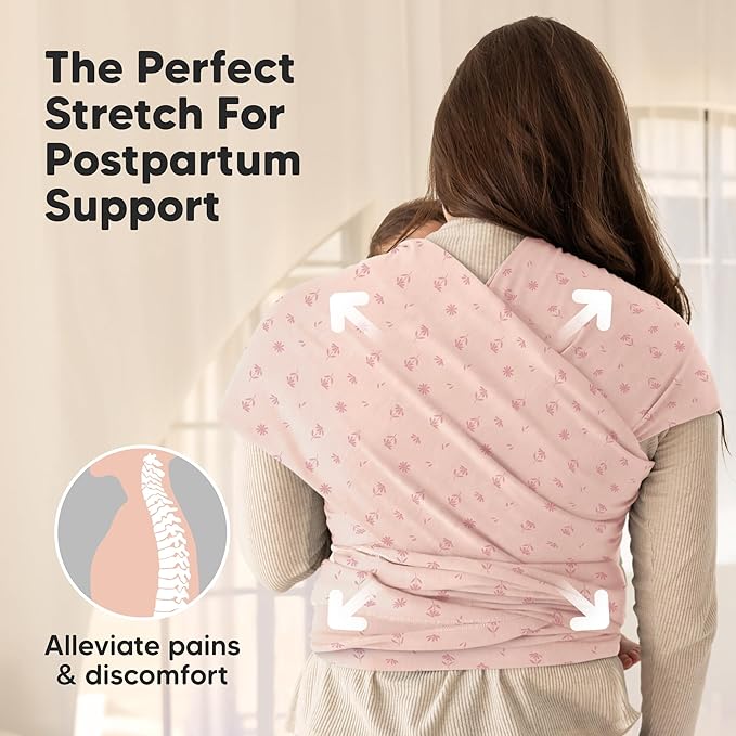 KeaBabies Baby Wrap Carrier - All in 1 Original Baby Carrier Newborn to Toddler Sling, Easy to Wear, Hands Free Bonding, Lightweight, Breathable Infant Wraps (Pink Daisies)