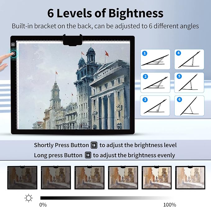 A3 Light Pad, Elice Tracing Light Box 3 Colors Mode Stepless Dimmable and 6 Levels of Brightness Light Copy Pad, Wireless Rechargeable Led Light Board for Weeding Vinyl Diamond Painting Sketching