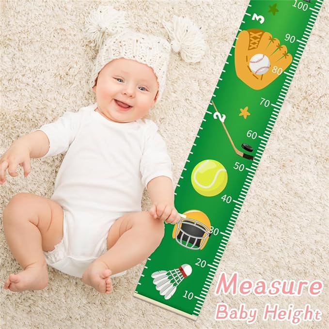 Baby Height Growth Chart - Canvas Height Chart for Kids Baby Child Toddler Boys Girls Growth Chart for Wall Room Nursery Decor Hangable and Removable Measuring Wall Ruler (Cactus Giraffe, Beige Wood)