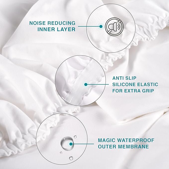 Fabdreams Organic Twin Size Waterproof Mattress Protector, 39" x 77", White, Temperature Regulating, Breathable, 100% Organic Cotton