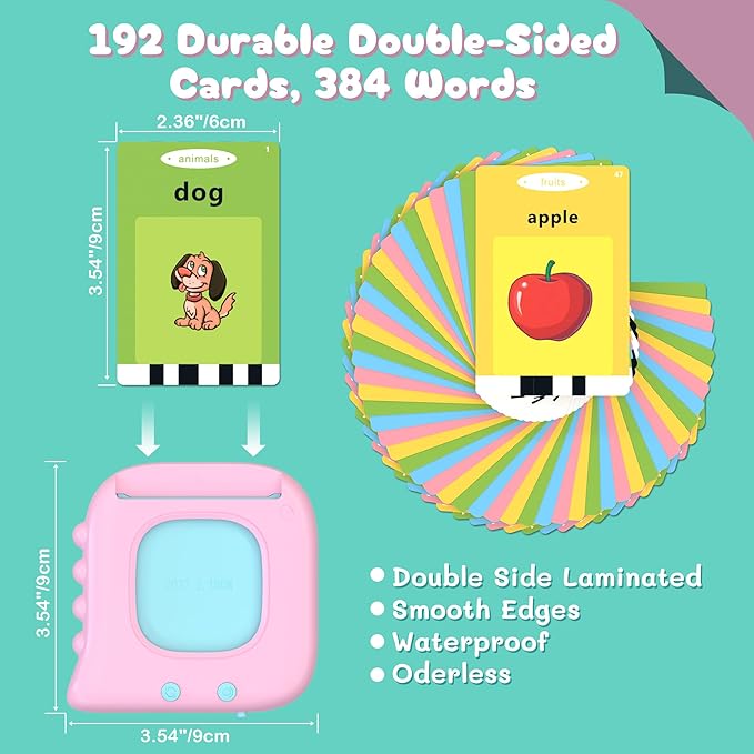 Alphabet Flash Cards, 384 Sight Words Talking Flash Cards, ABC Learning Toys for Kids,Pocket Speech for Toddlers Learning Alphabet Toys, Autism Sensory Toys, Birthday Gifts for Age 1 2 3 4 5 Year Olds
