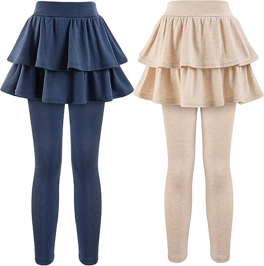 Girls School Uniform Pants Leggings with Skirts Stretch Warm Jegging 4-12 Years