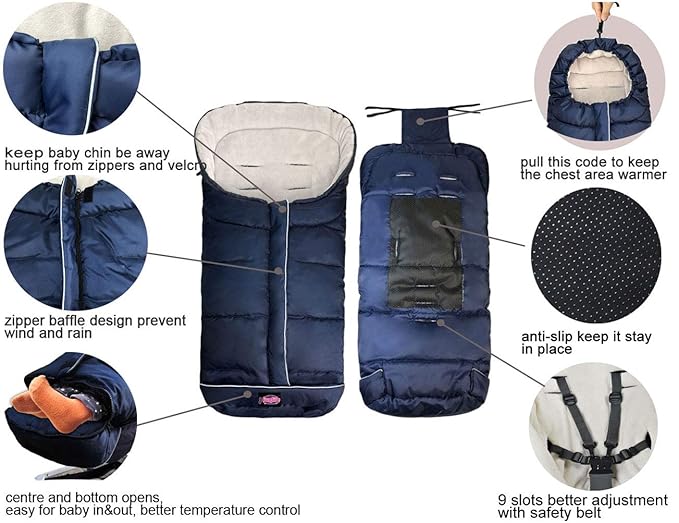 Anti-Kick Winter Waterproof Extendable Baby Bunting Bag Adaptable for Most Strollers Travel Gear Toddler Universal Stroller Footmuff 6-36Months Baby