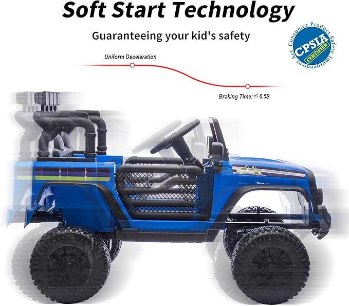 24V Kids Ride on Car, Kids Electric Vehicles Car Ride on Toy Truck for Toddlers w/Remote Control, 400W Motor - Blue