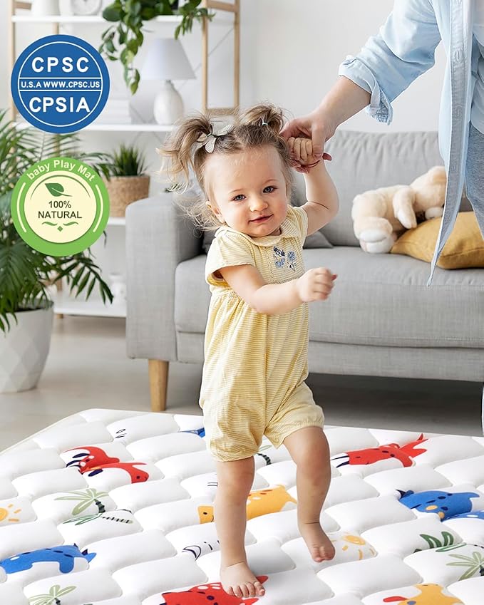 Premium Foam Baby Play Mat 74" X 50", Thick One-Piece Crawling Plyapen Mat, Odorless Baby Mat For Floor, Non-Slip Cushioned Playmat for Infants,Babies,Toddlers (Machine Washable for Easy Care)