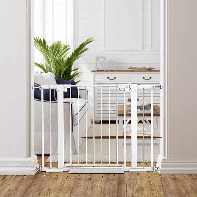 Easy Step Walk-Thru Baby Gate – Adjustable Safety Gate for Babies & Pets, Pressure Mount Kit, Includes Wall Cups & Extensions – 29 to 40.5W x 30.5H inches, CPC Certified