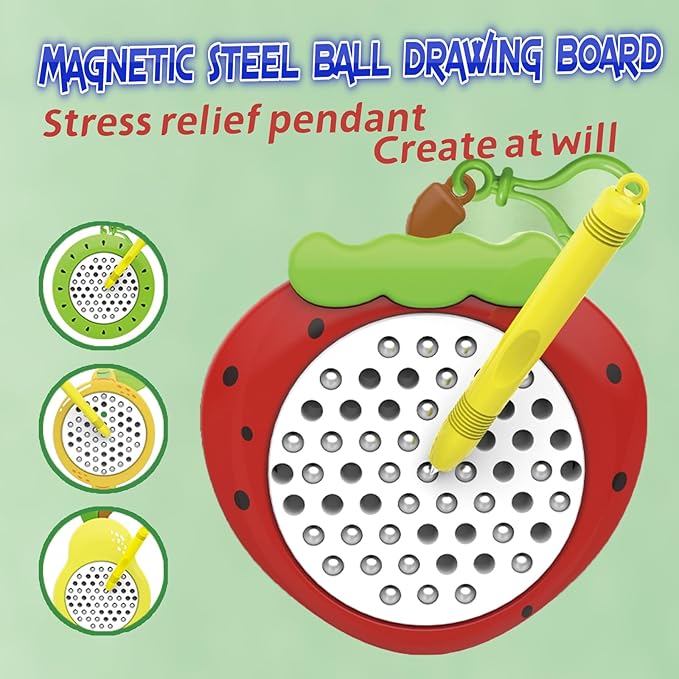 1PCS Pear Magnetic Drawing Board for Kids & Toddlers with Beads and Magnet Stylus Pen - Magnetic Travel Toy for Airplane & Car Ride Activities for Kids