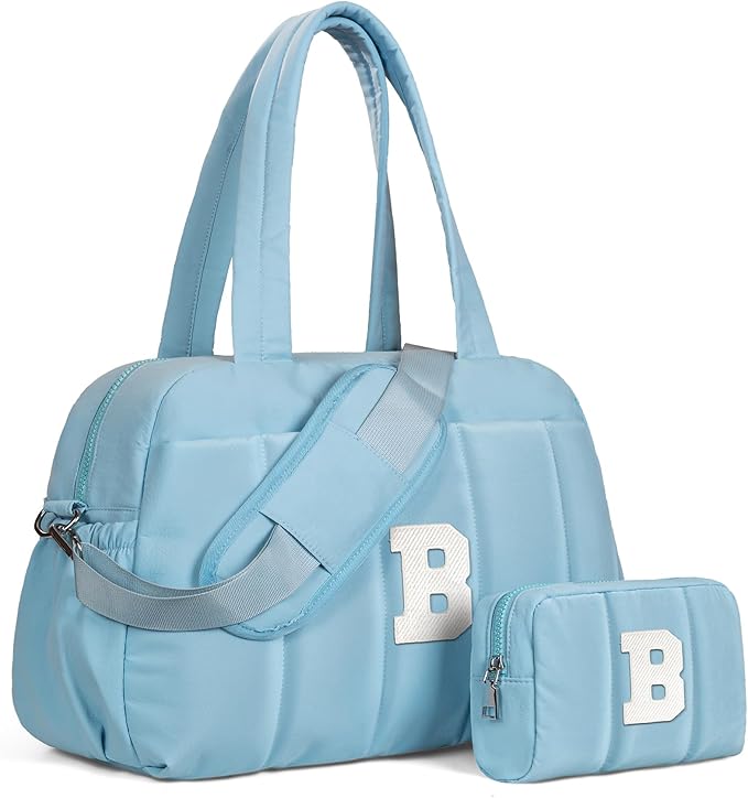Monogrammed Gifts for Woman-Duffle Bag, Weekender Bags for Girl，Initial Overnight Bag with Wet Pocket，Lightweight Dance Bags Personalized Gymnastics bag with Makeup Pouch