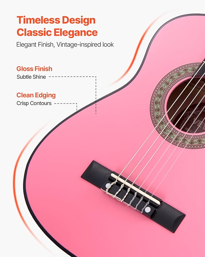 VEVOR Acoustic Guitar, Classical Guitar Starter Kit for Beginners, with Nylon Strings, Basswood Guitar, for Kids Adults Girls Boys Students