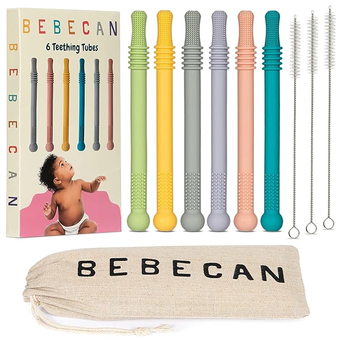 Teething Sticks for Babies 0-36 Months - Super Soft Silicone Teethers in 6 Vibrant Colors, Infant Teething Relief, Multicolored Teething Toys