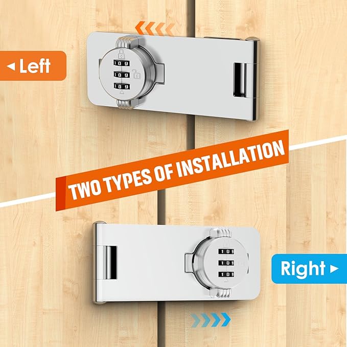 Keyless Cabinet Lock with Combination, Locker Code Lock with 3-Digit Combination, Security Door Lock for Drawers, Lockers, Bifold Doors, Small Doors, Closets, Refrigerators (Silver-1pc)