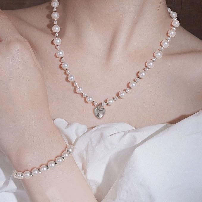 1000Pcs Pearl Beads for Bracelets Making, Pearl Beads for Jewelry Making for Adults, Silver Bracelet Beads DIY Kit, Silver Spacer Beads for Bracelets, Women Friendship Bracelet Making Kit (Silvery)