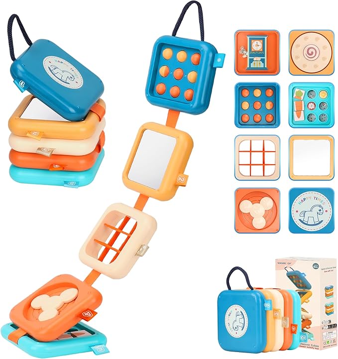 Busy Board for 1 Year Old, Travel Toys for Toddler 1-3, Montessori Busy Board Busy Cube, Toys Gifts for 1 Year Old Boy Girl