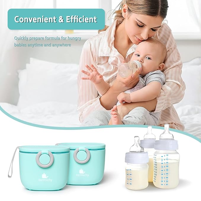 Termichy Baby Formula Dispenser, Portable Milk Powder Dispenser Container with Carry Handle and Scoop for Travel Outdoor Activities with Baby Infant, 8.8OZ, 0.55LB, 250g (Blue)