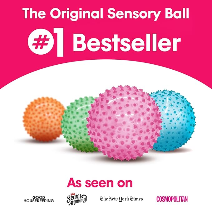 Edushape Original Sensory Ball - 7" Transparent Pink Baby Ball for Gross Motor Skills Development (6 Months & Up)