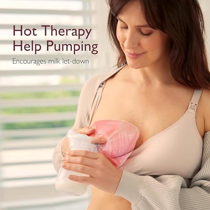 Momcozy Larger Breast Therapy Packs, Hot and Cold Breast Pads with 2 Soft Covers, Breastfeeding Essentials，2 Pack，Pink