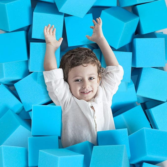 Foam Pit Cubes - 24 PCS 5 Inches Gymnastics Foam Blocks Trampoline Blocks, Multi-Sport Protective Padding for Freerunning, Trampoline, Parkour, Skate Parks & BMX - Blue