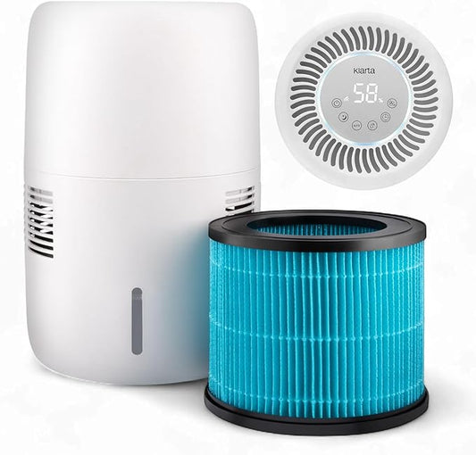 Humea Smart Evaporative Humidifier with WiFi & App Control - 3L Tank, 4 Speeds, 300ml/h - Quiet, Mist-Free, No White Dust - Nightlight - For Allergies, Dry Skin, Better Sleep - White