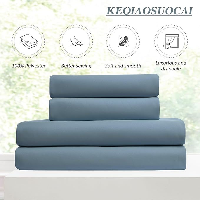 KEQIAOSUOCAI Pinch Pleated Blackout Curtain Drapes for Window 90" L - Triple Weave Energy Saving Thermal Room Divider Blackout Panels for Patio (72" Wide per Panel, 2 Panels, Dusty Blue)