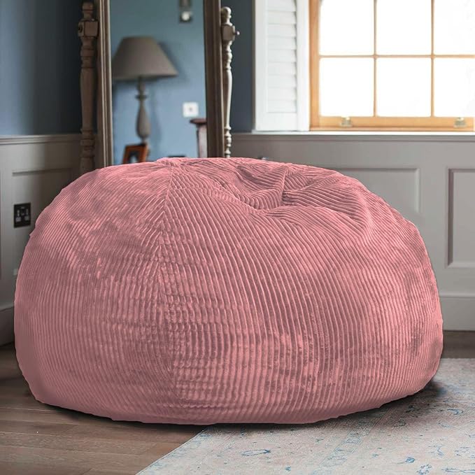 2 Pcs Classic Bean Bag Chair, with Faux Rabbit Fur Cover for Teens and Kids, Memory Foam Bean Bag Chairs, Ultra Soft Faux Fur Fabric, 2.5 feet Round Fluffy Bean Bag Sofa
