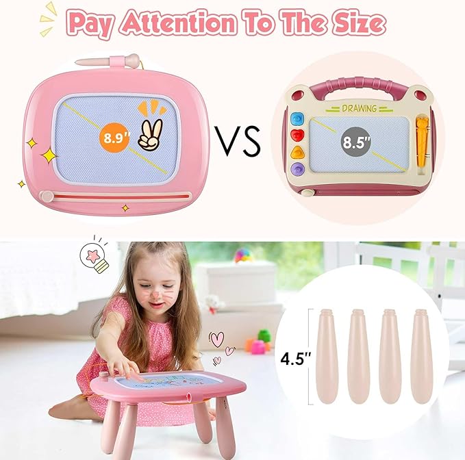 Smasiagon Toddler Toys Age 1-2, Magnetic Drawing Board, Early Learning Doodle Board Writing Painting Sketch Pad, Birthday Christmas Day Gifts for 1 2 3 Year Old (Pink)