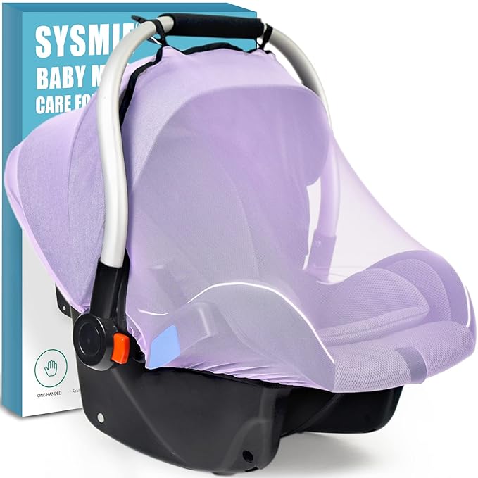 Mosquito Net for Baby Car Seats, Infant Car Seat Insect Mesh Net, Breathable, Universal Fit for All Car Seats, Premium Quality: Machine Washable Durable & Long Lasting Infant Insect Netting (Purple)