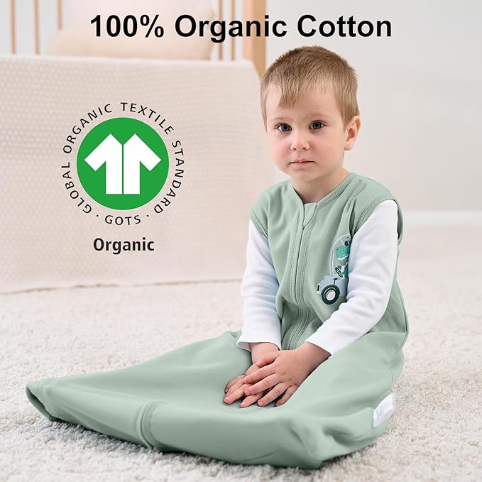 Yoofoss Baby Sleep Sack 12-18 Months Baby Wearable Blanket 100% Cotton 2-Way Zipper TOG 0.5 Toddler Sleeping Sack 3 Pack, Lightweight Sleep Sacks for Babies(Large)