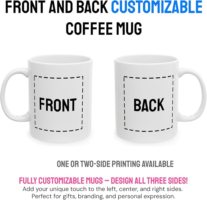 Personalized Coffee Mug – Custom Photo, Text, or Logo Ceramic Mug Tea Cup | Taza Personalizada with Picture or Message | Customized Gift Idea for Men & Women, Mom, Dad, Friends - White/Blue | 15oz