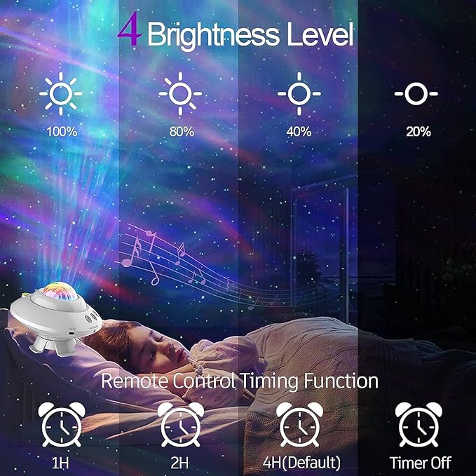 Star Projector Northern Lights, Galaxy Projector for Bedroom, Aurora Projector with Bluetooth Speaker, Timer and Remote, Teen Girl Room Decor, Cool Gifts for Kids, Adults, Birthday
