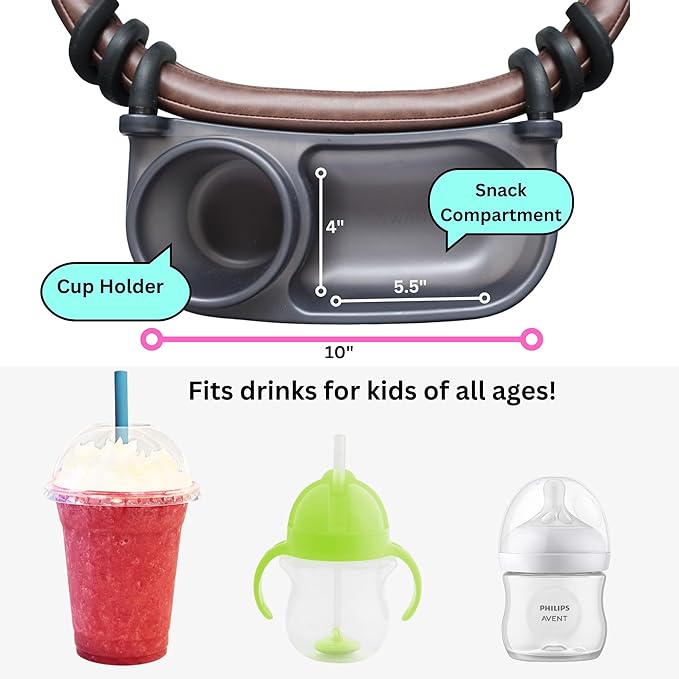 Swanoo Universal Stroller Snack Tray | Compatible with Nuna | Stroller Cup Holder | Silicone Arms Grip Bumper Bar | Stroller Tray Attachment with Cups Holder for Baby Toddler | Stroller Accessories