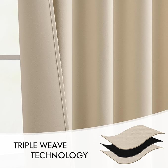 MIULEE Cream Beige Back Tab Light Blocking Curtains 84 Inch Length 2 Panels Set for Living Room Bedroom Privacy, Rod Pocket/Pinch Pleated Thermal Insulated Room Darkening Blackout Drapes W72xL84