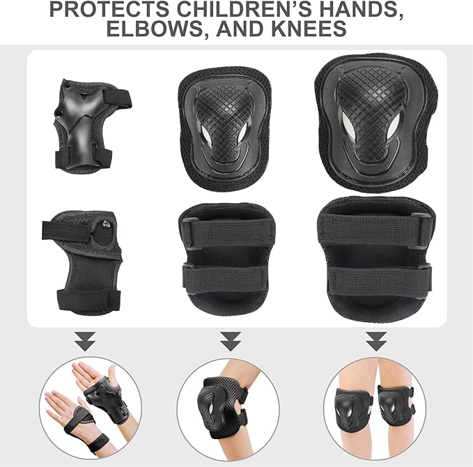 KAMUGO Kids Bike Helmet Set, Toddler Helmet for Ages 2-8 Boys Girls with Sports Protective Gear Set Knee Elbow Wrist Pads for Skateboard Cycling Scooter Rollerblading