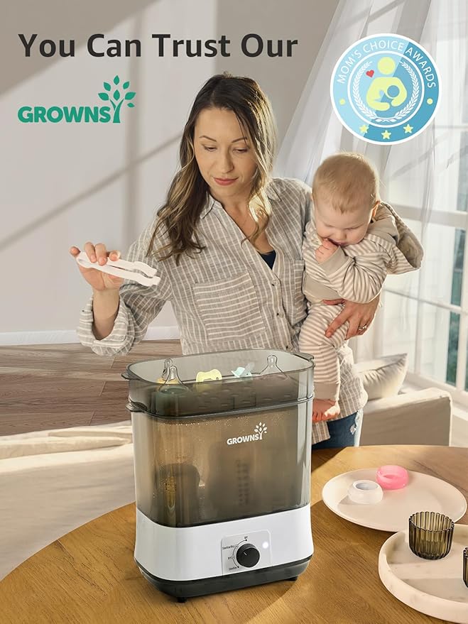 GROWNSY Adjustable 3 IN 1 Large Bottle Sterilizer and Dryer, Electric Steam Baby Bottle Sterilizer, Sanitizer for Baby Bottles & Pacifiers, Breast Pump Parts