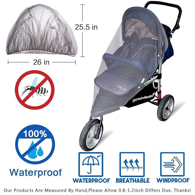 Mosquito Net for Stroller - Grey Sun Shade Protection Infant Stroller Mosquito Net and Car Seat - 2Pack Portable Bug Netting (Grey)