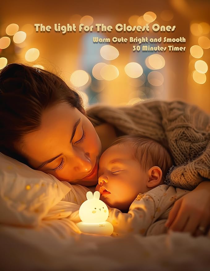 Night Light Kids, Cute Soft Glow Protect Eyes Kitten Night Light Lamp with 30mins Timer Rechargeable Nightlight for Kids Children Women Girls Toddler Bedroom Bedside Livingroom