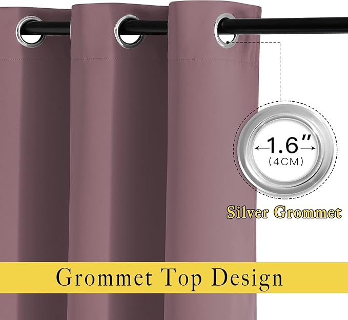 NICETOWN Dry Rose Doorway Curtains for Girls Bedroom, Grommet Window Treatment Thermal Insulated Privacy Door Curtains for Living Room, Dry Rose, Set of 2, W46 x L80