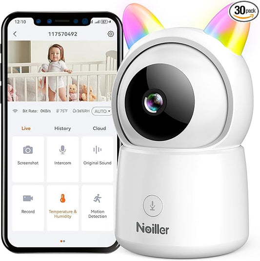 1080P Pan/Tilt Security Camera for Baby Monitor, 2.4G WiFi Pet Camera with Motion Detection, Night Vision, 2-Way Talk, RGB Night Lights, Lullabies, TF/Cloud Storage, Works with Alexa & Google Home