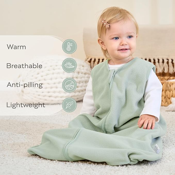 JELLYMONI Fleece Baby Sleep Sack 18-24 Months, 2 Pack 1.5 TOG Baby Wearable Blanket Winter Infant Sleeping sack with 2-Way Zipper, Warm Toddler Sleep Sack