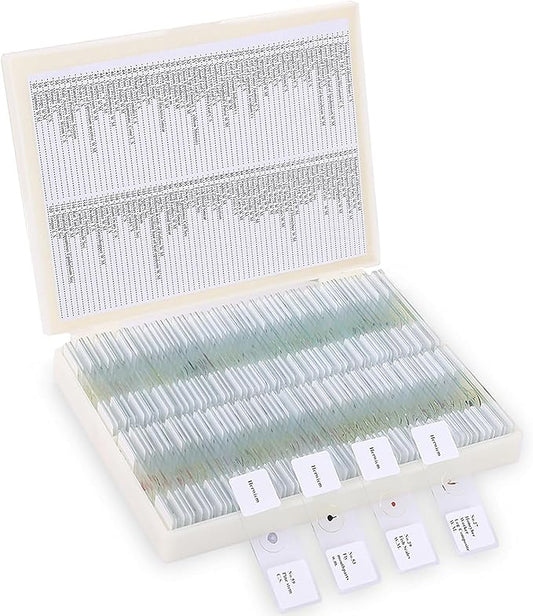 120-Pcs Microscope Slides with Specimens,Pre-Made Glass Slides with Specimens,Educational Microscope Slides and Covers for Young Scientists,Perfect for Biology Class and Experiments