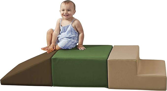Factory Direct Partners 11618-ET SoftScape Toddler Playtime Climber, Indoor Active Play Structure (3-Piece Set) - Earthtone