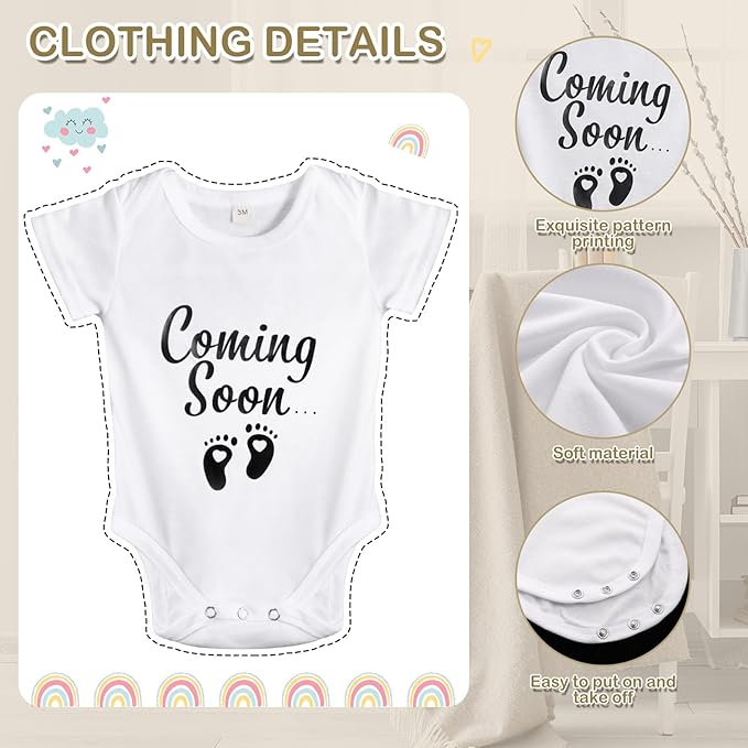 9 Pcs Pregnancy Announcement Set Pregnancy Reveal Ideas Felt Letter Board Baby Bodysuit Booties Photo Frame Bear Plush Wood Blocks for Coming Soon Baby Announcement(Black)