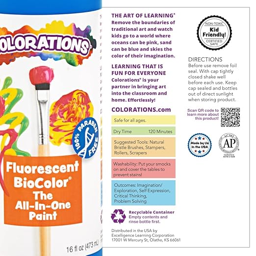 BioColor FBIOBL Paint, Fluorescent Blue - 16 oz.