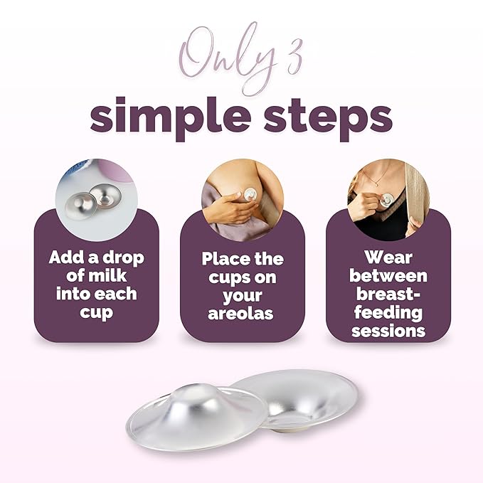 Original Silver Nursing Cups - Made in Germany with 999 Silver - Universal Fit - Protect and Soothe Sore Nipples - Silver Nipple Shields for Breastfeeding - FDA-Registered