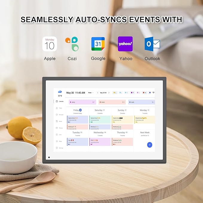 10.1 Inch Smart Digital Calendar Planner & Chore Chart, IPS HD Touchscreen Interactive Display for Family Schedules, Built-in Digital Picture Frames Function - Streamline Household Organization