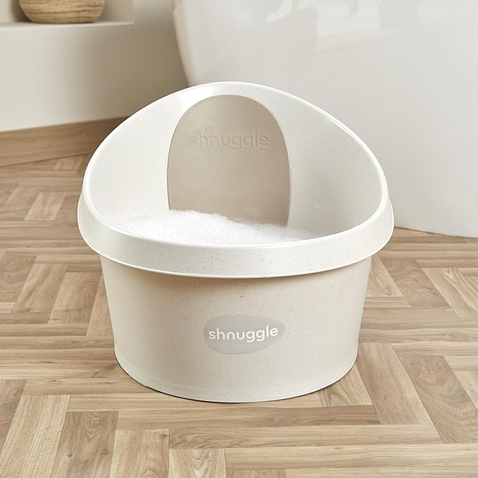 ECO Toddler Bath Tub | Larger Bath Seat for Bigger Kids at Bathtime | Includes Warm and Soft Foam backrest | Grippy Anti-Slip Surface | Recycled Material with Bath Plug | Cookies & Cream